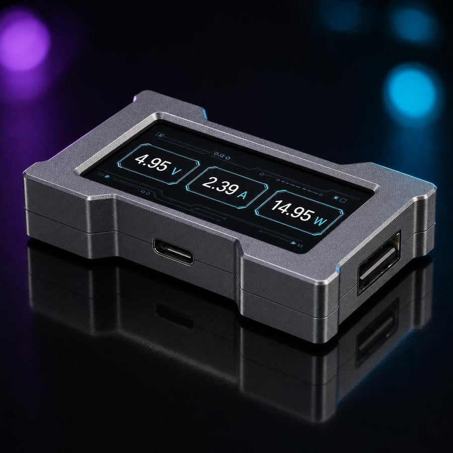Hub USB Nyxel con pantalla de monitoreo, vista frontal