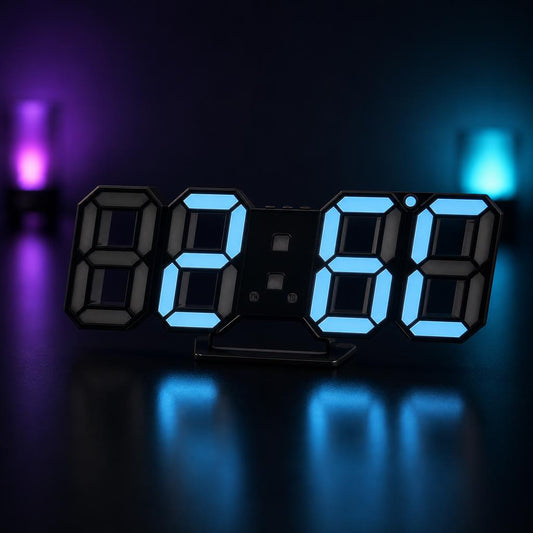 Reloj digital LED 3D Nyxel, vista tres cuartos