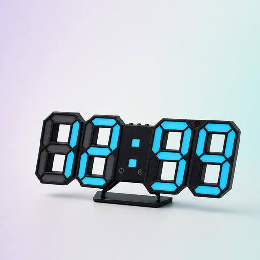 Reloj digital LED 3D Nyxel, vista tres cuartos