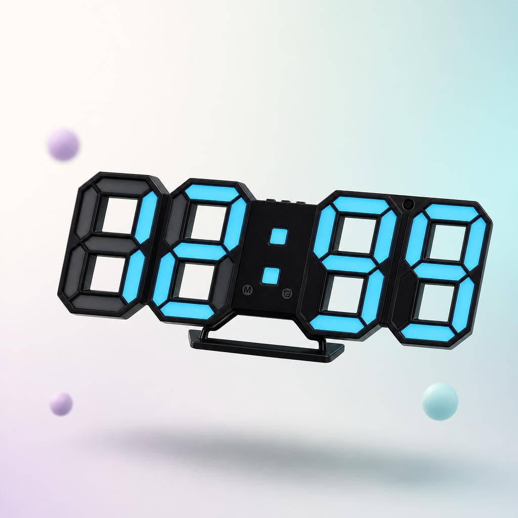 Reloj digital LED 3D Nyxel, fondo claro
