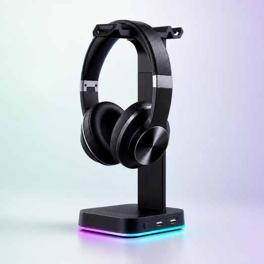 Soporte de auriculares Nyxel, vista tres cuartos